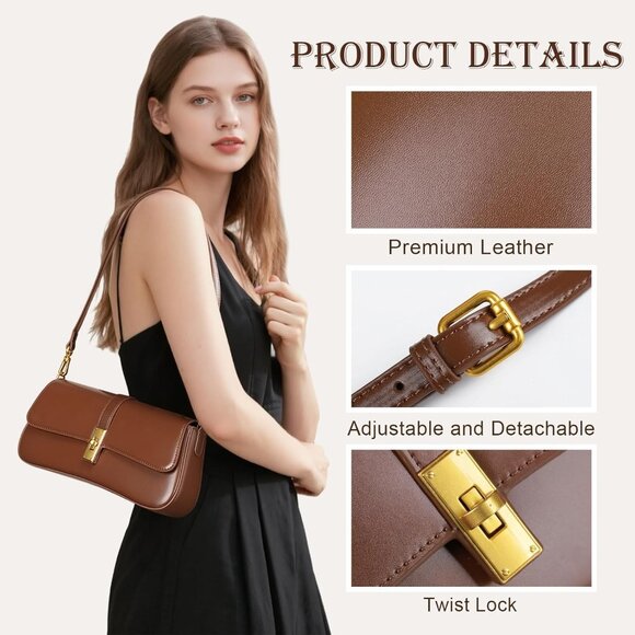 Premium Leather Shoulder Bag with Removable Straps - Ideal Gift for Women - Picture 2 of 6